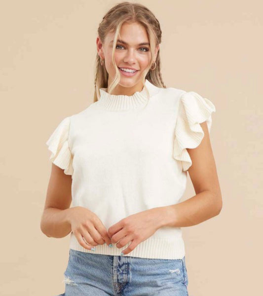 Ruffle sleeve sweater